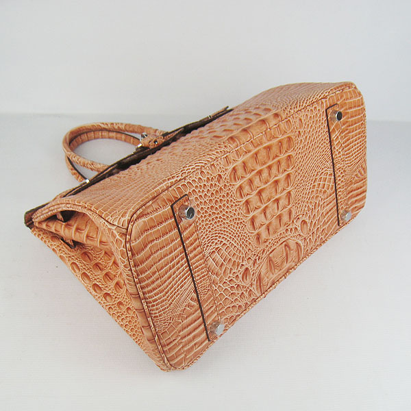 High Quality Fake Hermes Birkin 35CM Crocodile Head Veins Leather Bag Orange 6089 - Click Image to Close